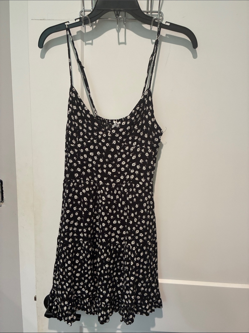 Black Floral Spaghetti Strap Sundress.  B31